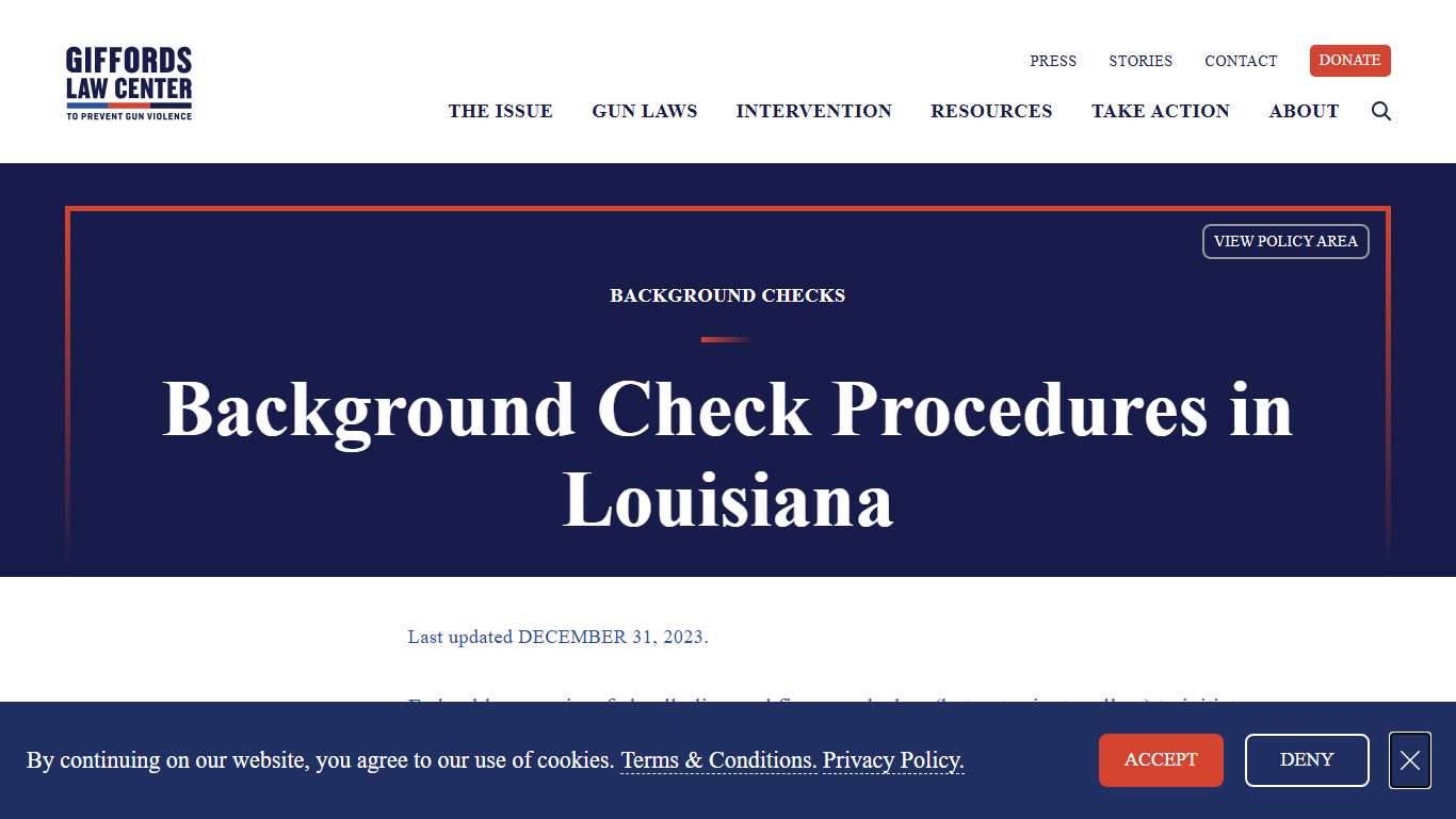 Background Check Procedure Laws in Louisiana Giffords